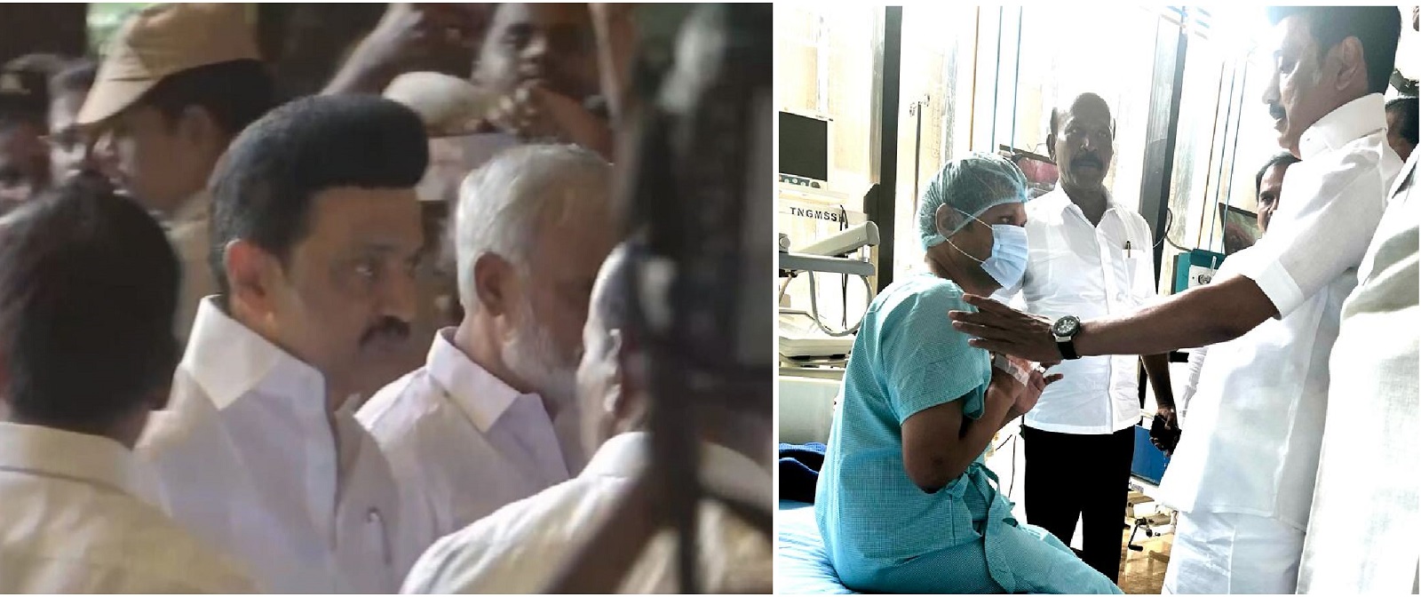Chief Minister MK Stalin visits Senthil Balaji at the hospital. (Screengrab)