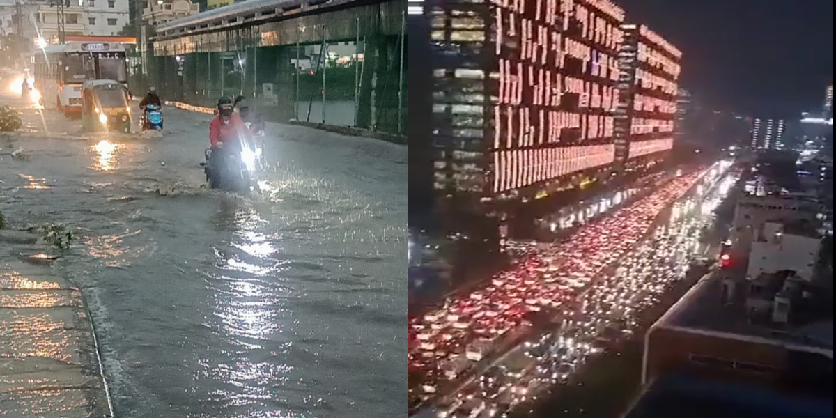 Telangana rain fury Red alert for 9 districts as thundershowers return after a mild respite, traffic woes continue