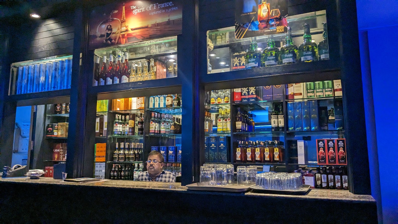 Inside a liquor shop near the St Theresa's church in Mahe. Photo: K A Shaji