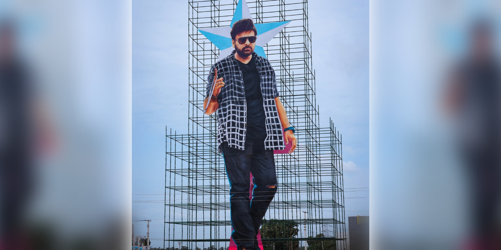 A cutout of Chiranjeevi