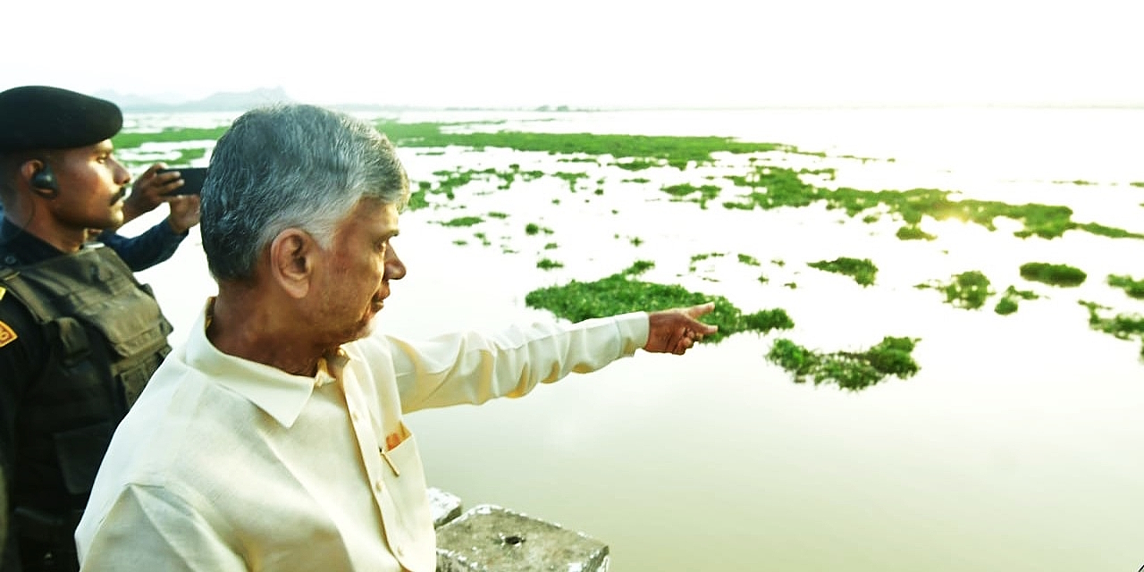 Chandrababu Naidu at an irrigation project