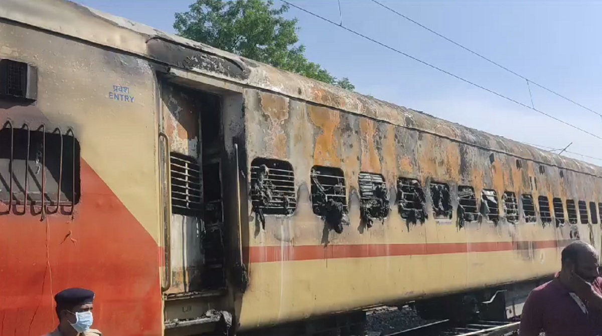 Six bodies were found in a charred condition inside the coach and three more were found with severe burn injuries. (Supplied)