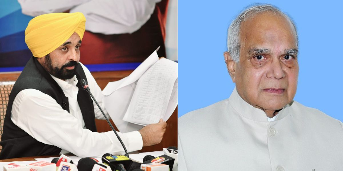 Punjab Chief Minister Bhagwant Mann, Governor Banwarilal Purohit. (Commons)