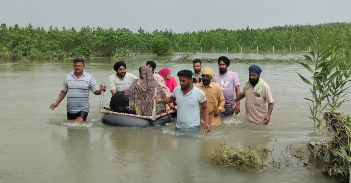 Rescue operations underway in the flood affected areas in Punjab.