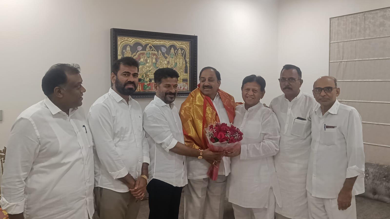 Telangana Congress chief A Revanth Reddy with Thummala Nageswara Rao.