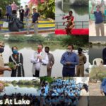 Various activities taking place at the lake premises