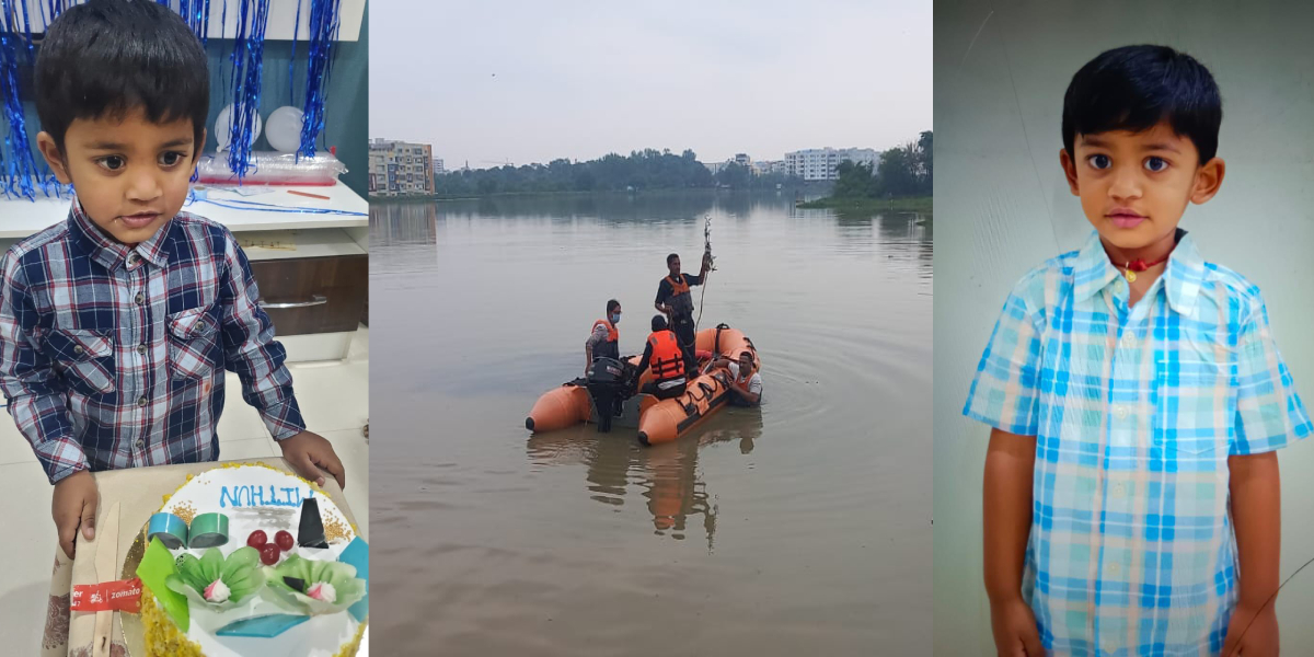 4 year old Mithun Reddy die after falling in open drain in Pragathi Nagar