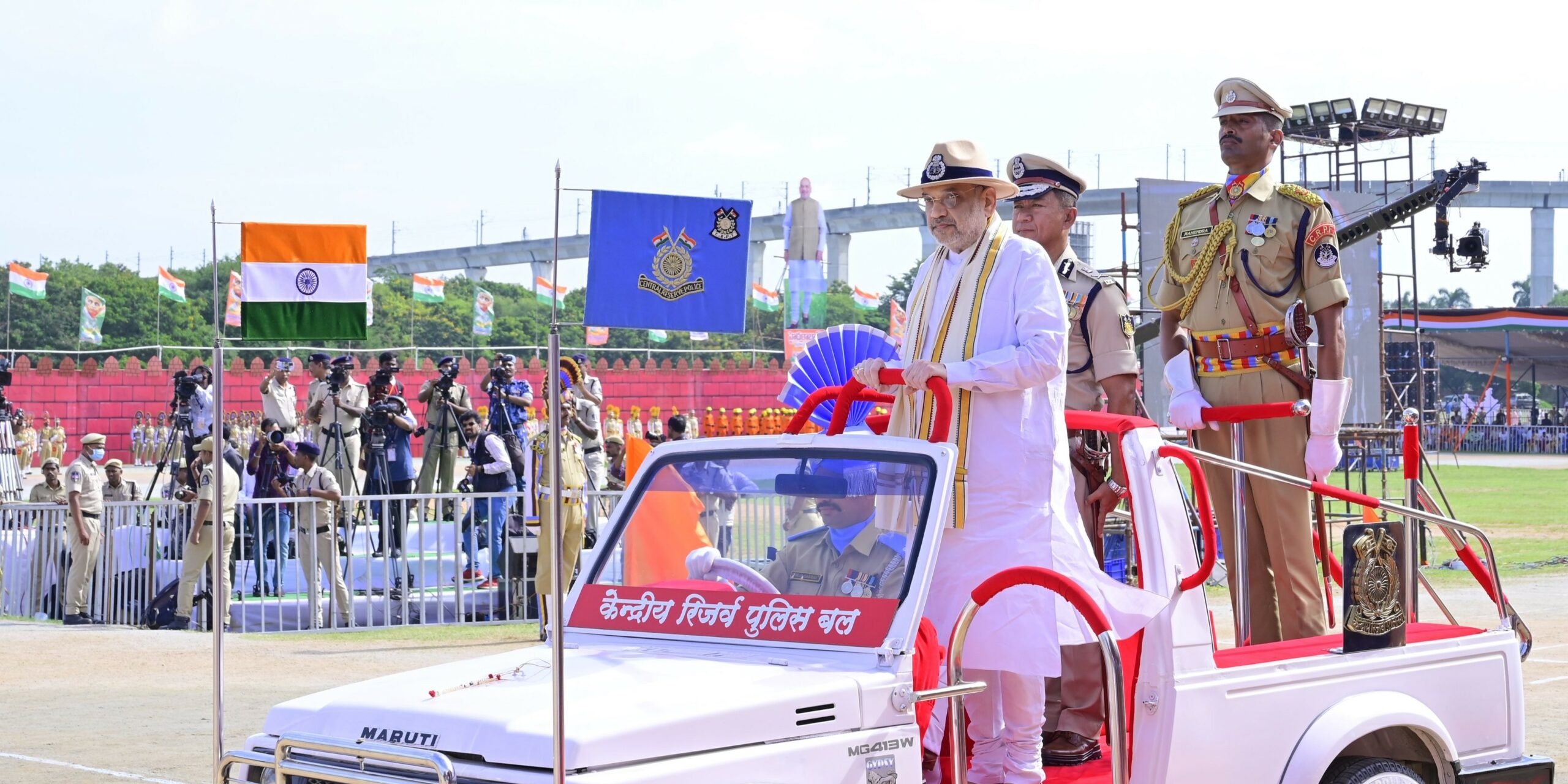 Union Home Minister Amit Shah attends the Hyderabad Liberation Day event in Hyderabad on Sunday, 17 September, 2023.