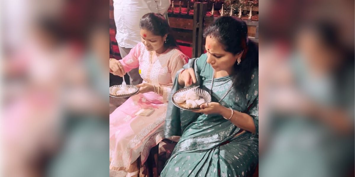 BRS MLC Kavitha yields to gastronomic predilections on a visit to the Kamakhya temple in Assam