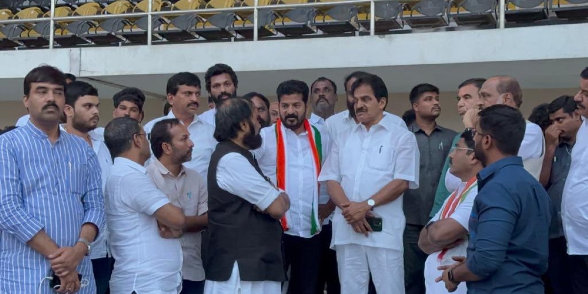 Congress leaders survey CWC meeting preparations in Hyderabad on Wednesday, 6 September, 2023.