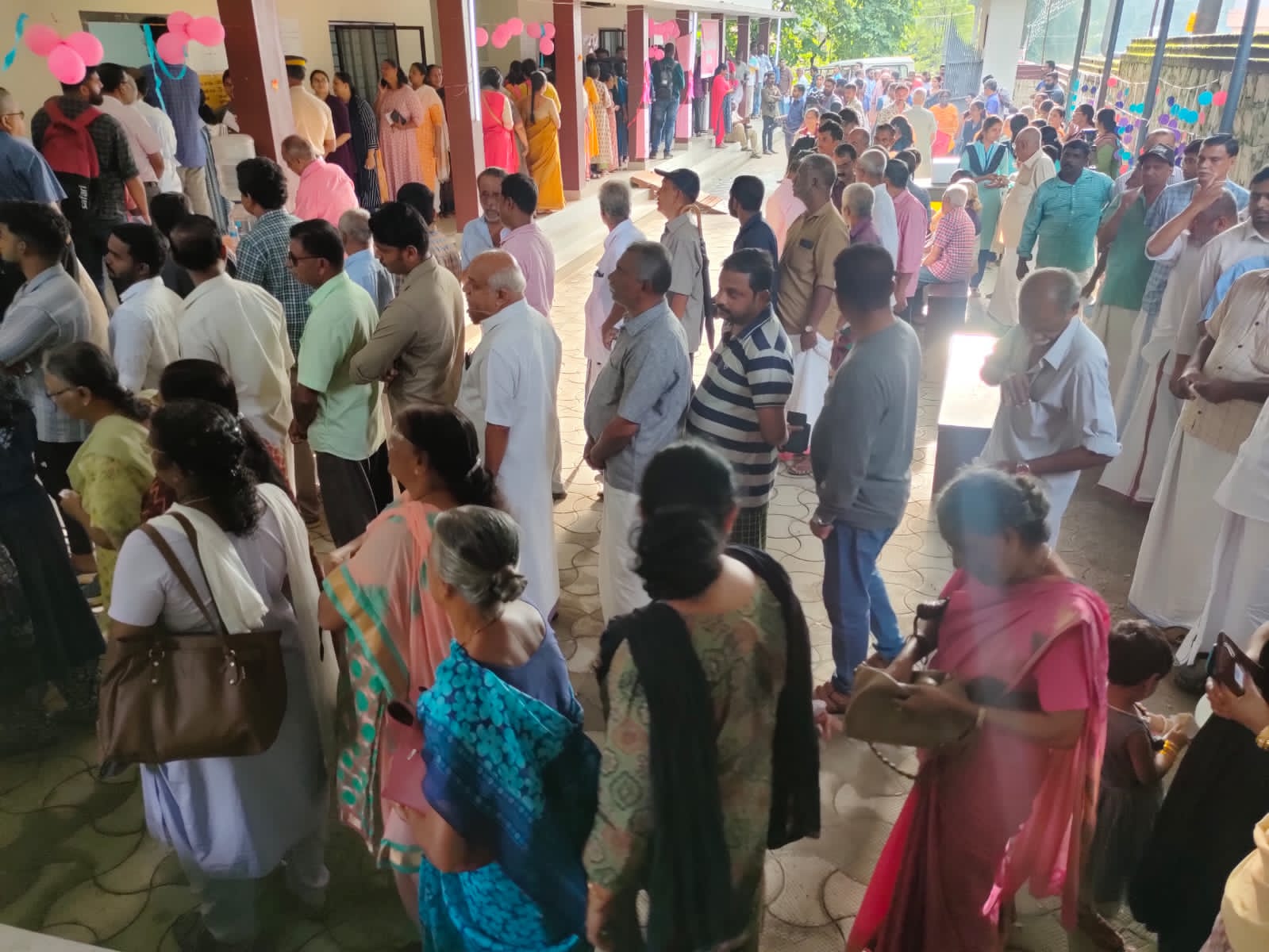 Long queues of voters were visible at several booths even before the polling commenced at 7 am.
