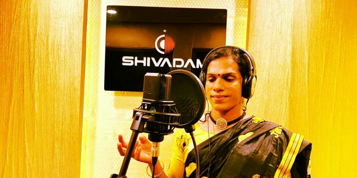 RLV Charulatha recording for her debut song as a playback singer