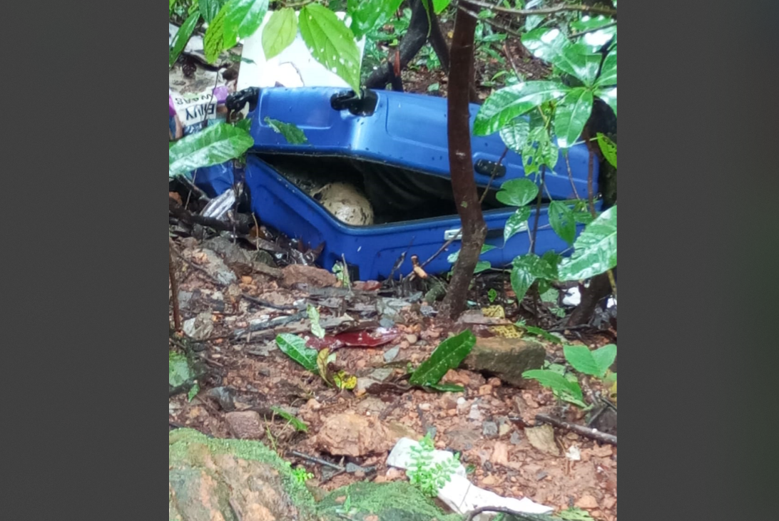 The discarded trolley bag with the woman's body in it.