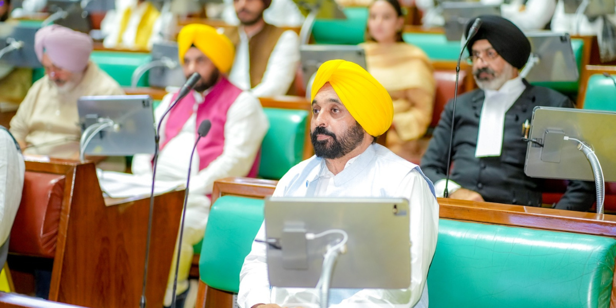 Punjab Chief Minister Mann at the state Assembly session. (Supplied)