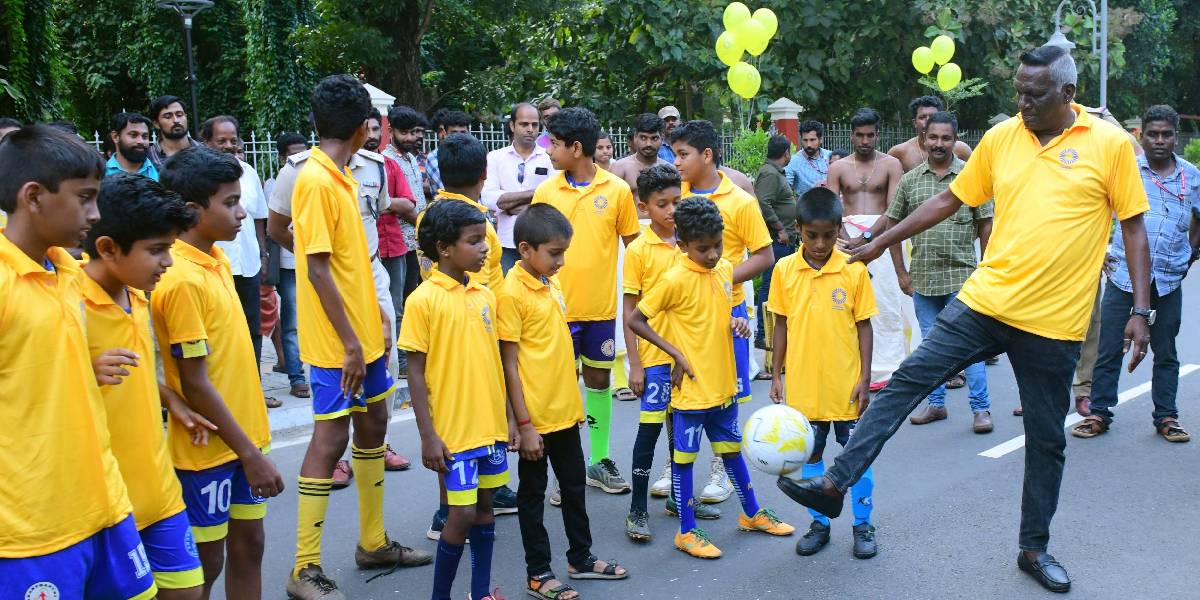 Kerala's football great IM Vijayan at a Keraleeyam promotional event in Thiruvananthapuram. (Supplied)