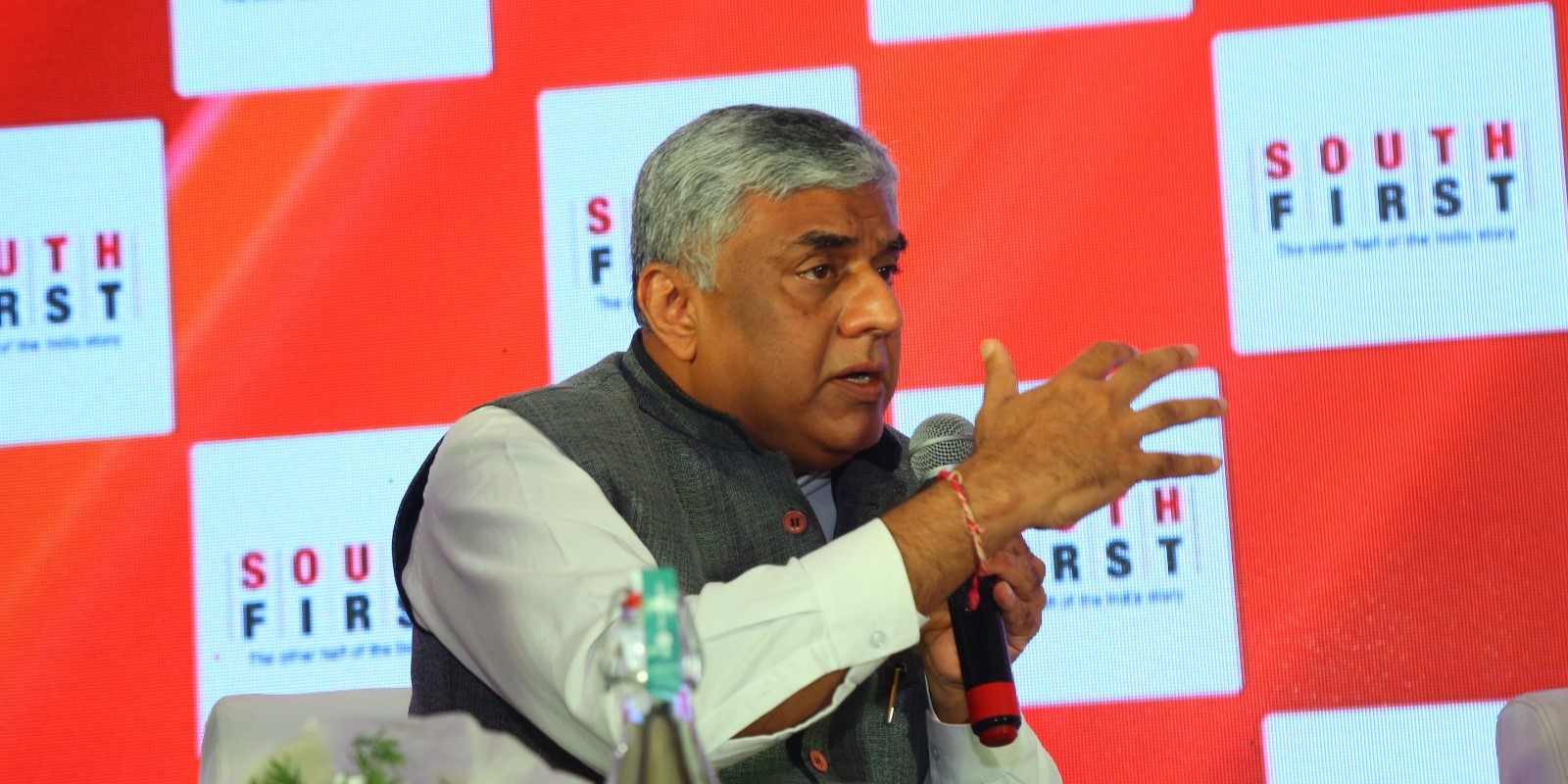 Karnataka Planning Board VC Prof MV Rajeev Gowda speaks during Dakshin Dialogues 2023 in Bengaluru on Saturday, 7 October, 2023.