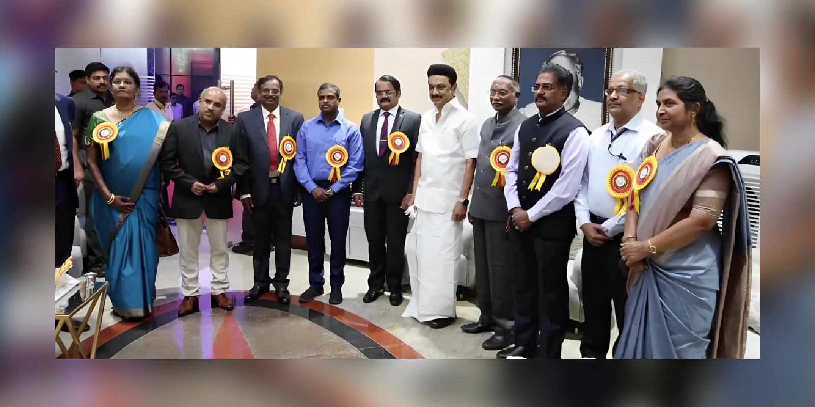 MK Stalin with ISRO scientists