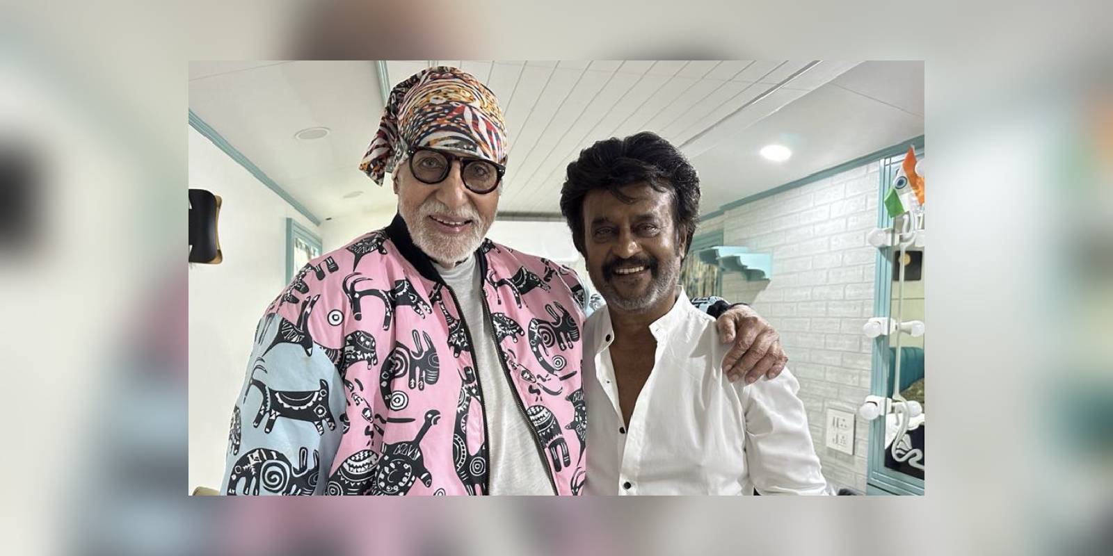 Rajinikanth and Amitabh Bachchan on the sets of Thalaivar170