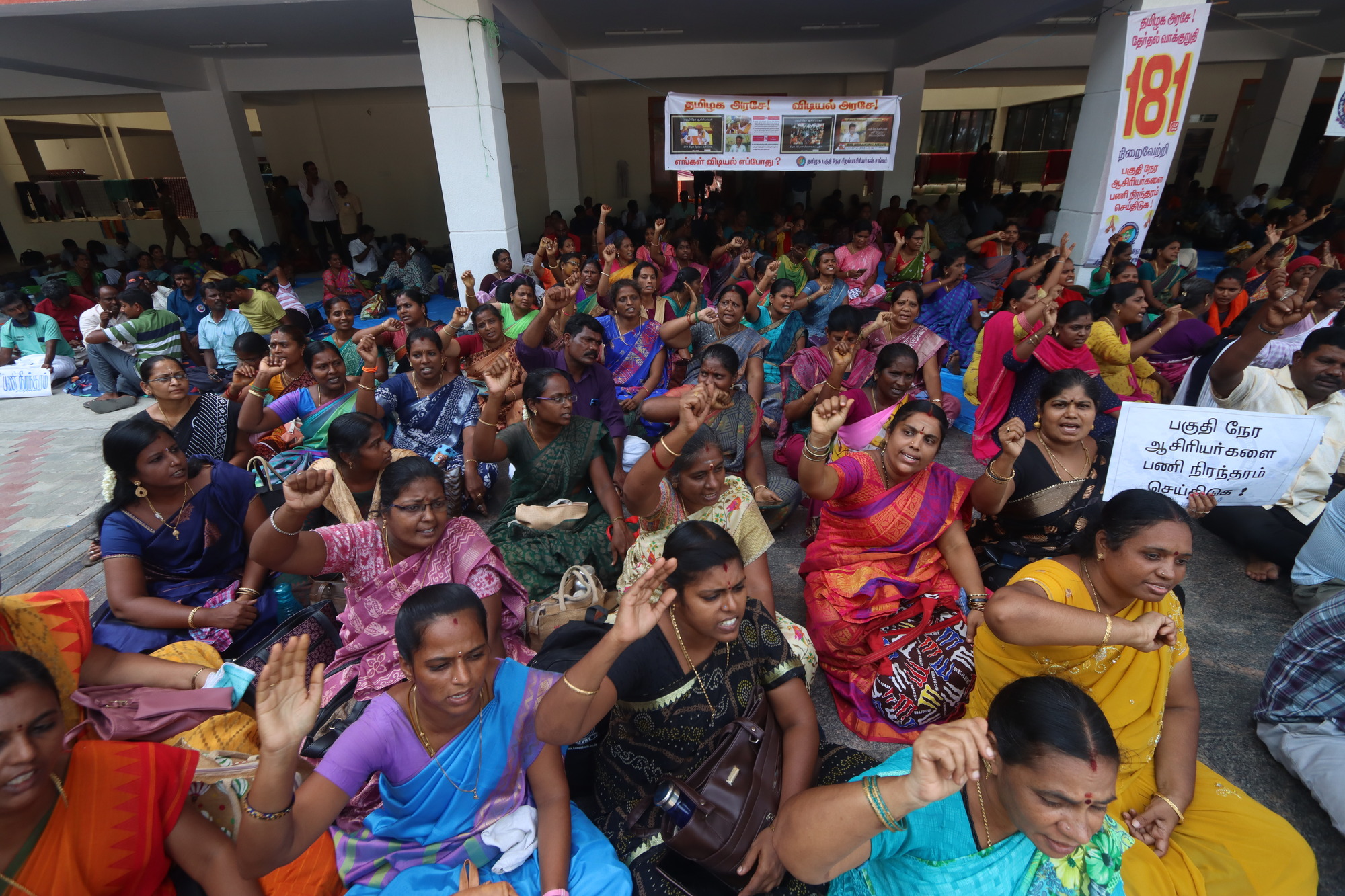 More than 5000 teachers from across Tamil Nadu who staged a protest in Chennai were arrested on Thursday. (Laasya Shekhar/ South First)