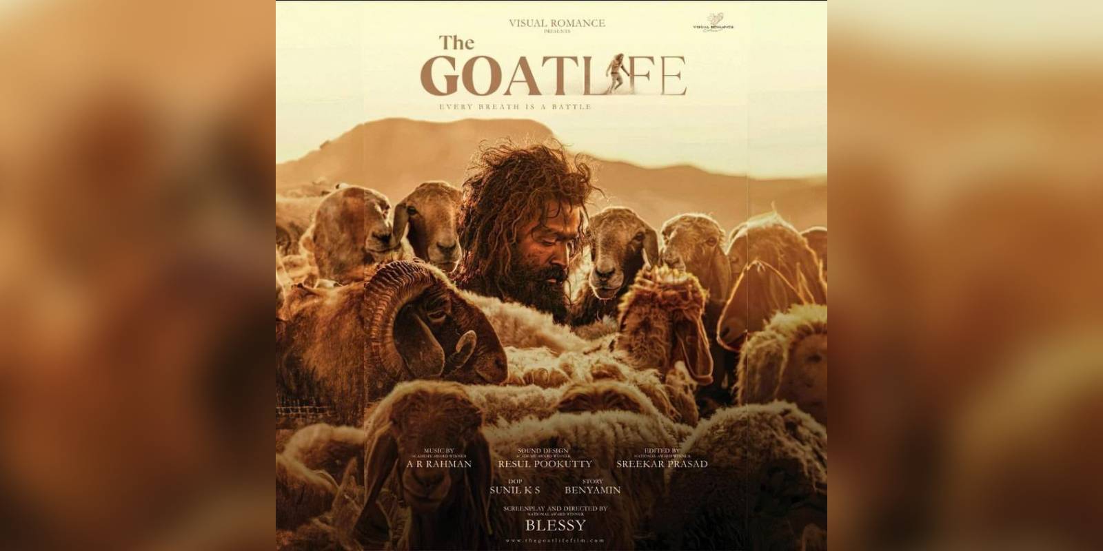 A poster of the film Aadujeevitham