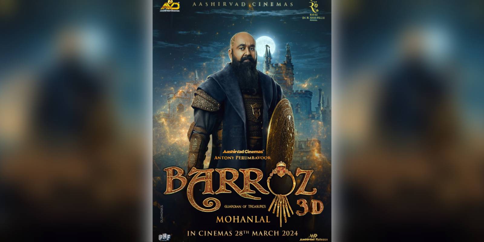 A poster of mohanlal Barroz