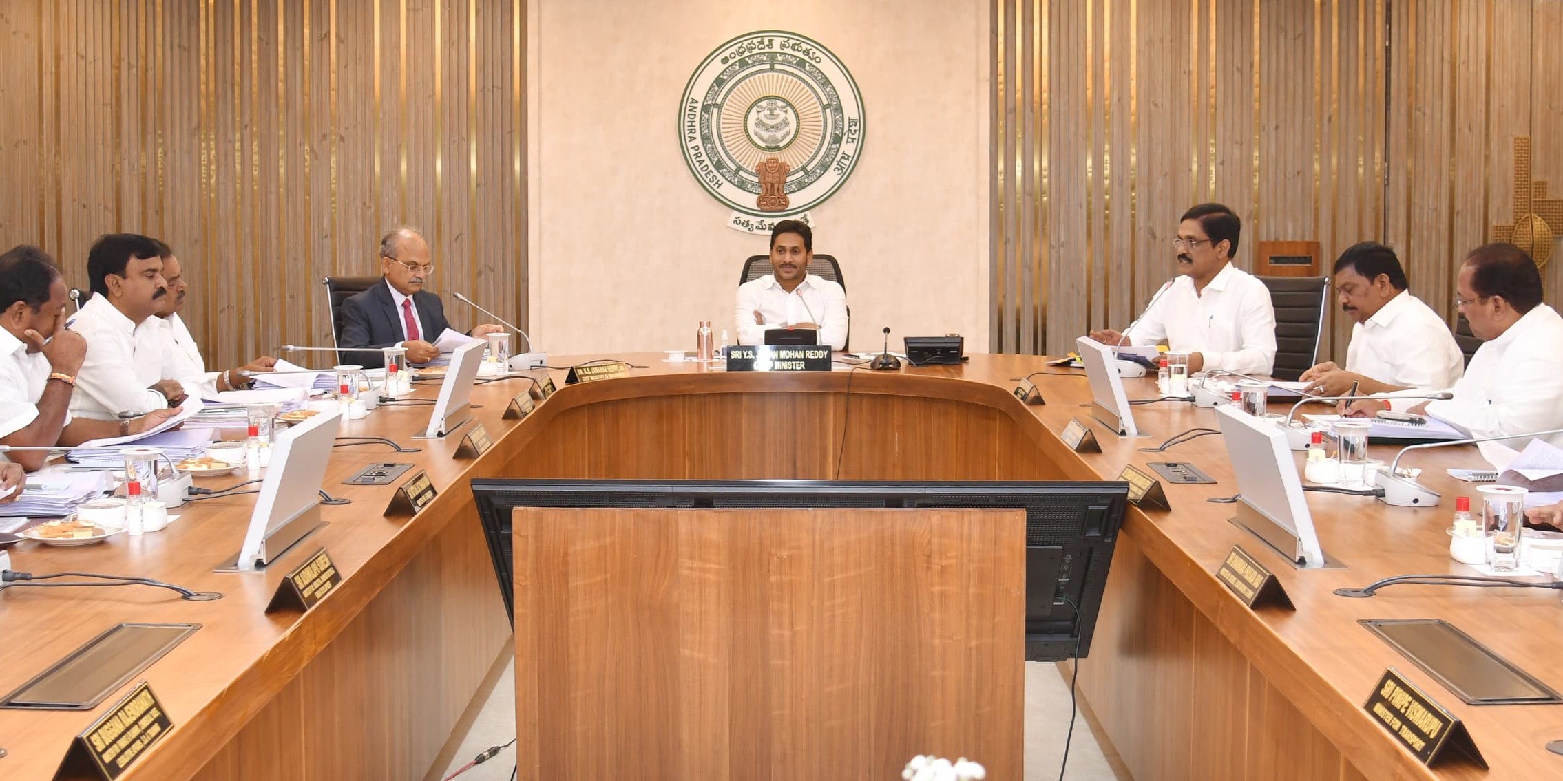 Andhra Pradesh Chief Minister YS Jagan Mohan Reddy chairs Cabinet meeting. welfare pension, vizag metro rail