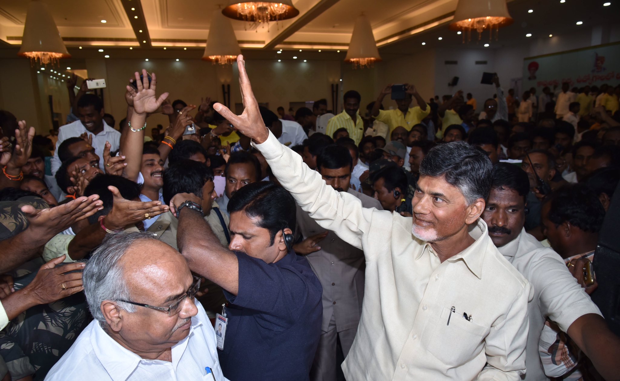 An image of Chandrababu Naidu from a community meeting. (Supplied)