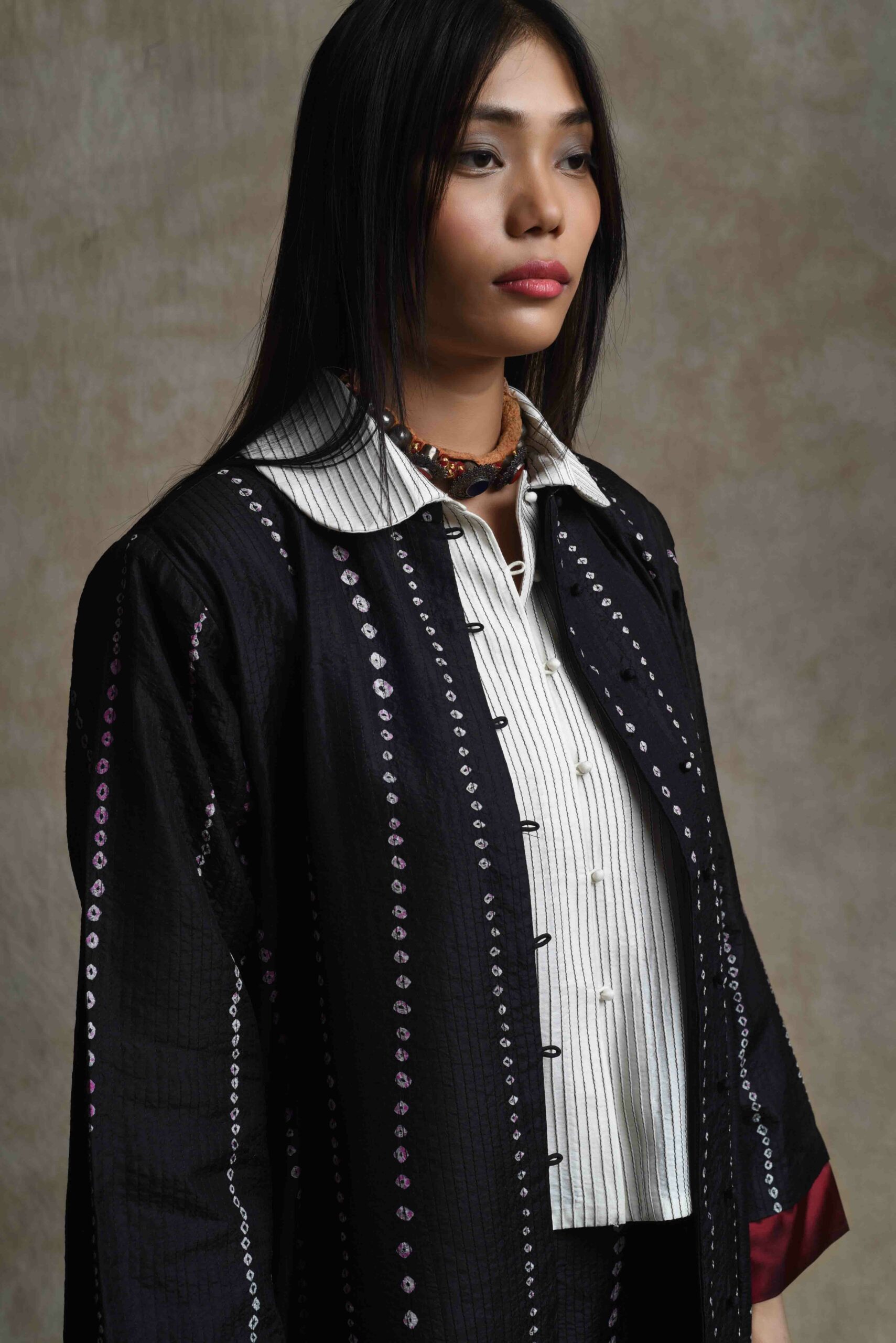 In 'Bandhani: Flowing Rhythm', Sunita infuses the craft it into contemporary wear. (Supplied)