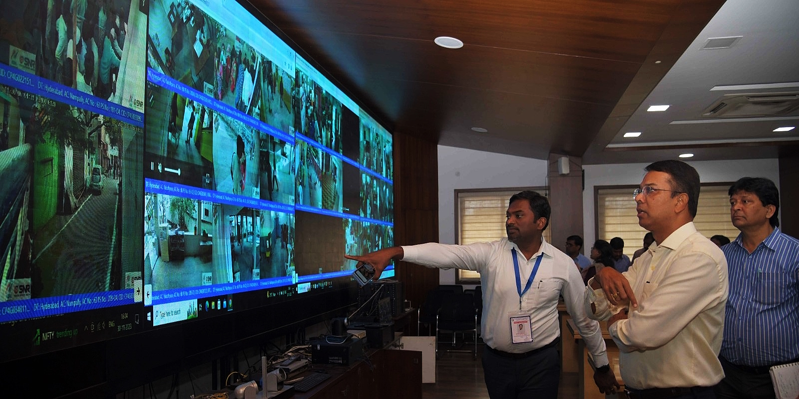 Telangana CEO Vikas Raj and GHMC Commissioner D Ronald Rose, who is also Hyderabad's district election officer, monitor the polling situation from the Integrated Command and Control Room set up for the Telangana Assembly Elections.