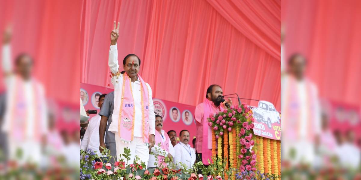 Chief Minister and BRS chief KCR attending an election rally in Nalgonda. (X)