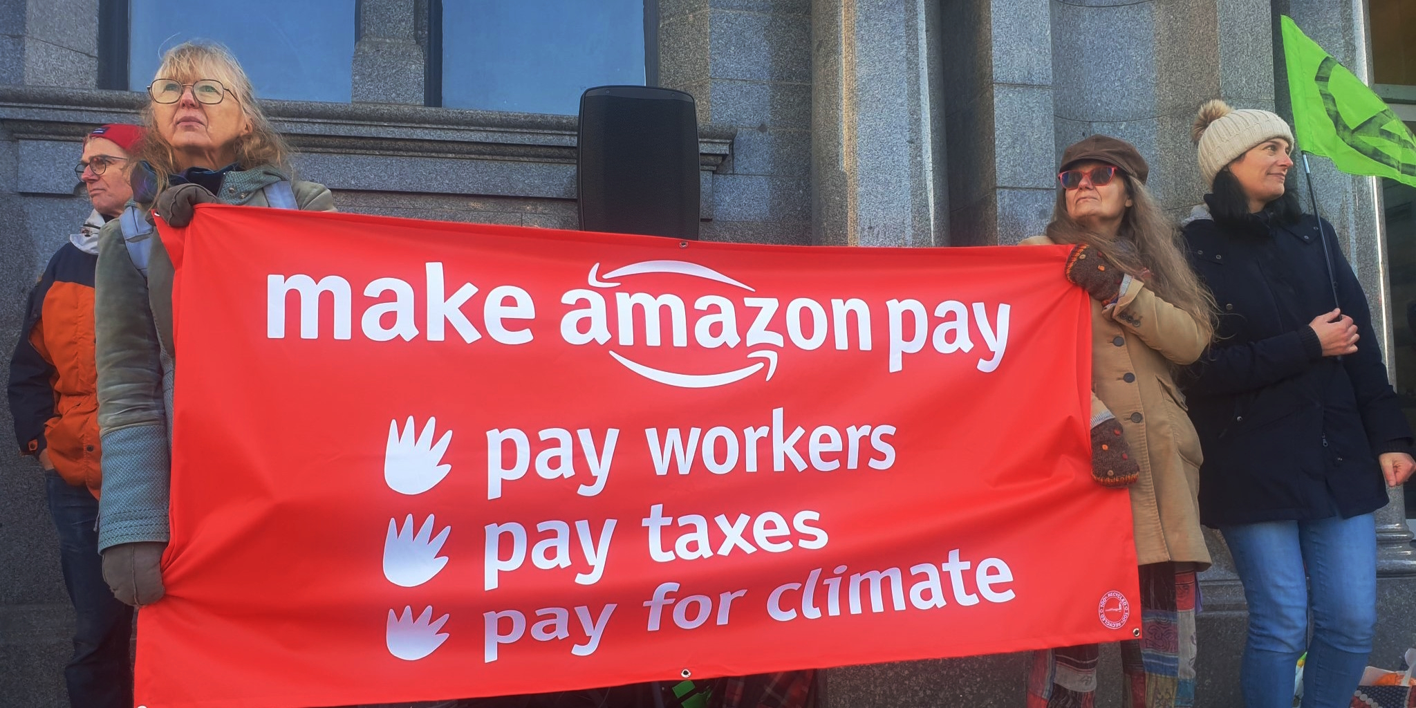 A Make Amazon Pay protest in Manchester.