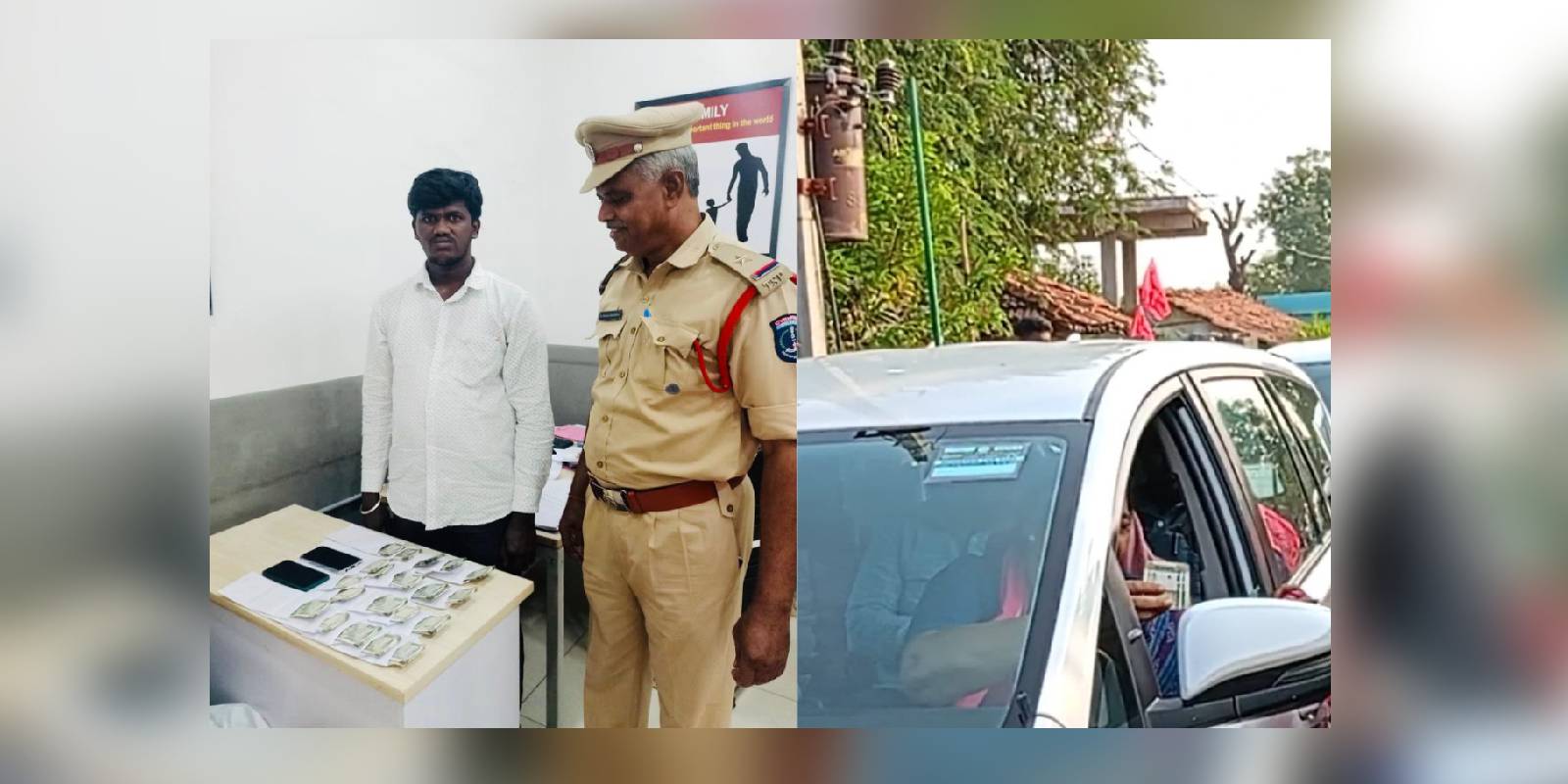 Telangana assembly elections: Minister Satyavathi Rathod and BJP Quthbullapur candidate Srisailam Goud's follower caught distributing money. (Supplied)