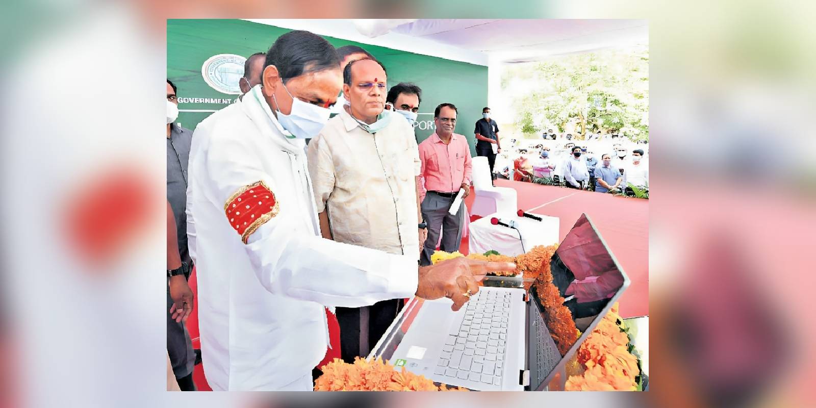 BRS chief and Telangana CM KCR launching Dharani Portal in 2020