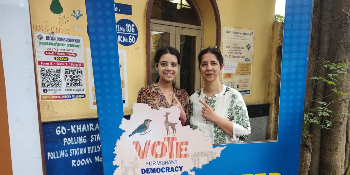 Among the 15 constituencies in Hyderabad, the highest voter turnout was observed in Secunderabad Cantonment (47.14 percent), Goshamahal (45.79 percent), Khairatabad (45.5 percent). (Ajay Tomar/South First)