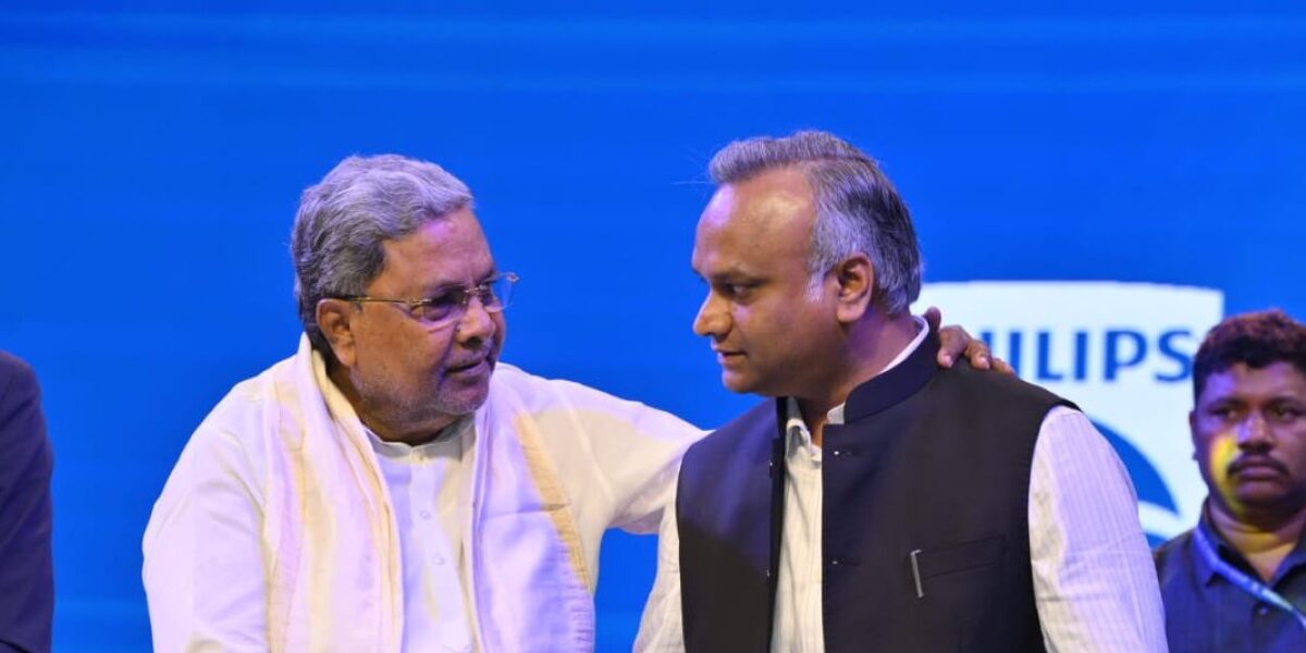 Priyank Kharge with Siddaramaiah