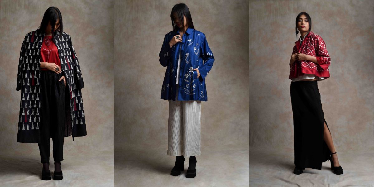 The materials underwent a hand-dyeing process, adopting rich hues of plum, blue, midnight green, and black. (Supplied)
