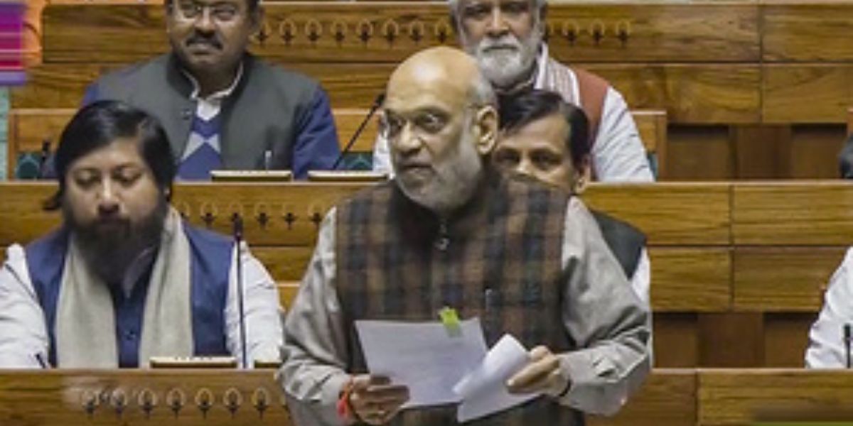 Amit Shah speaking in the Lok Sabha.