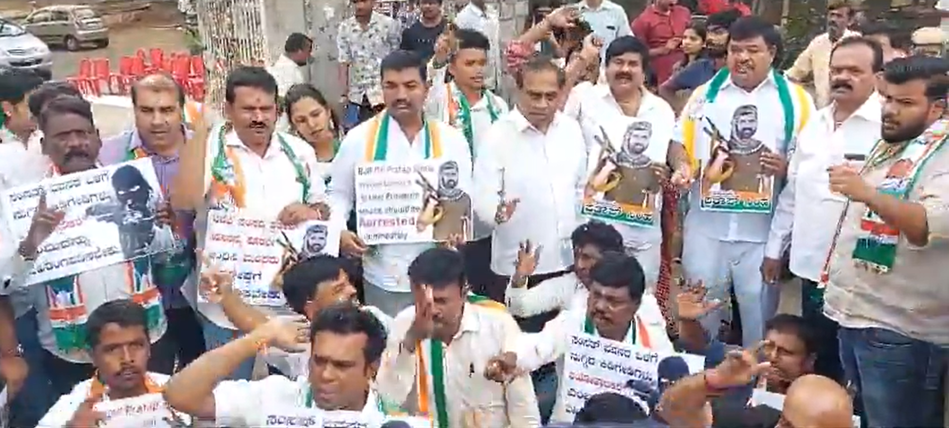 Congress workers protesting in Bengaluru.