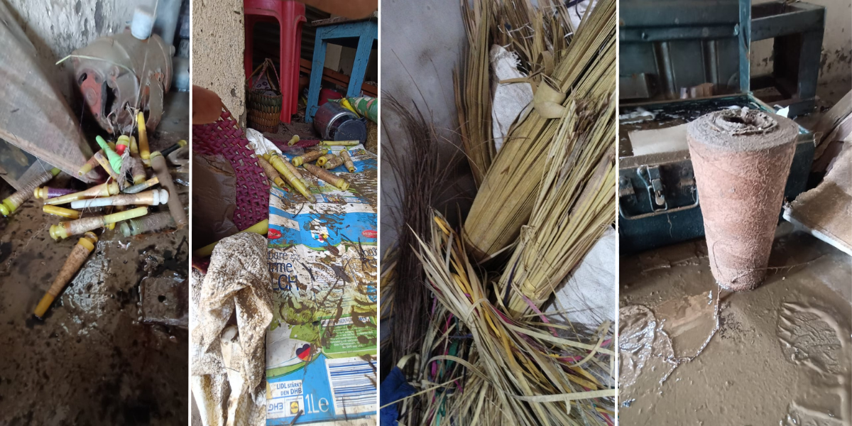 Damages caused to handloom equipment at Anakaputhur. (Supplied)