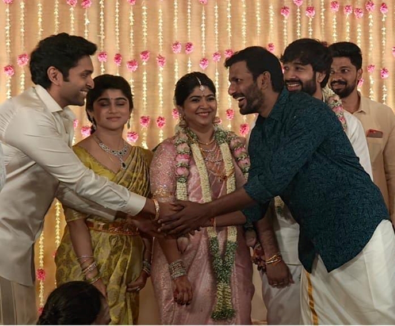 Vishal at adhik ravichandran wedding