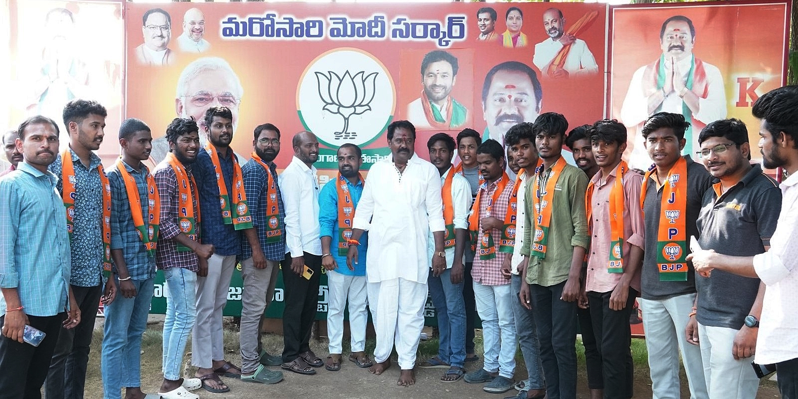 File photo of K Venkata Ramana Reddy with BJP activists.