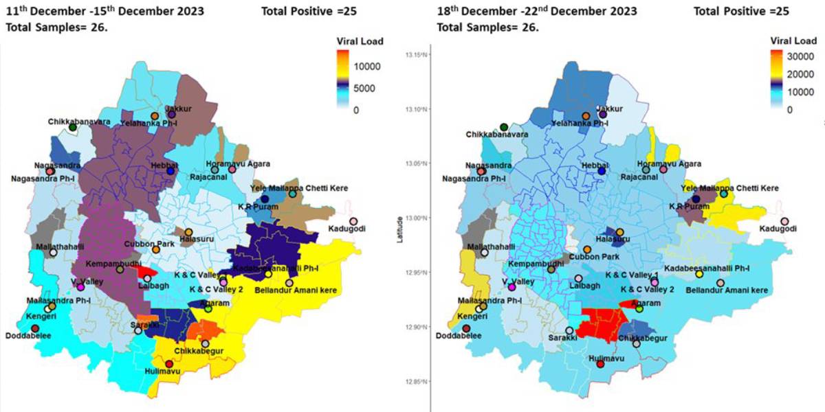 Some areas near Sarakki STP in South Bengaluru, the SARS-CoV-2 viral load is more than 30,000 copies per ml. (TIGS)