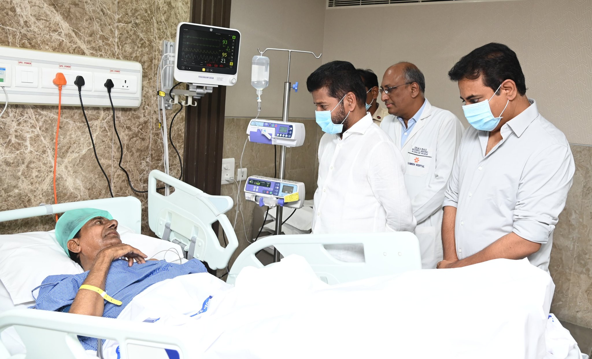 Telangana CM Revanth Reddy visits BRS chief KCR in hospital, directs officials to extend support for treatment