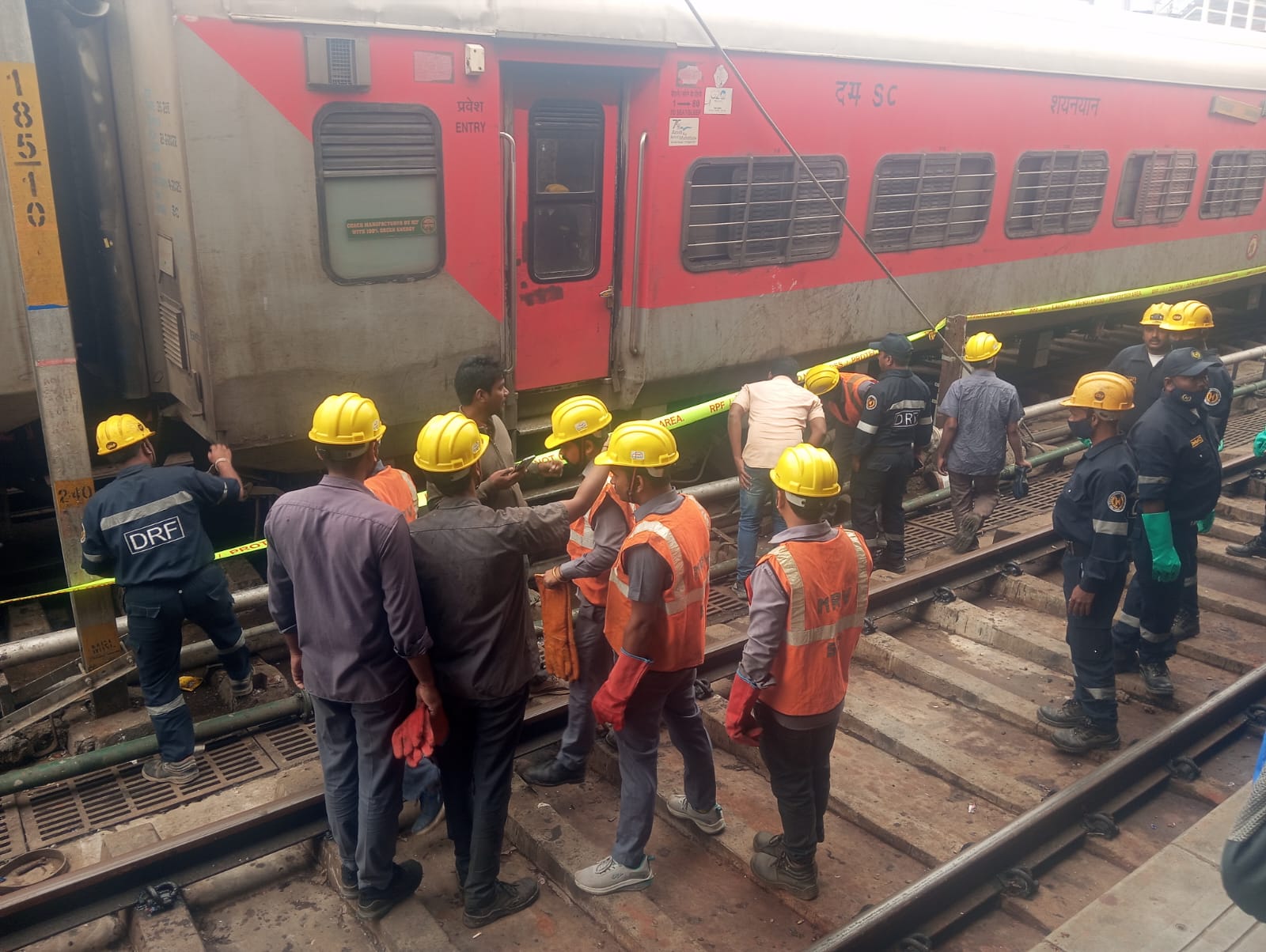 The teams assessing the accident. (Supplied)