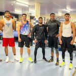 Mohammed Hussamuddin with other Indian boxers.