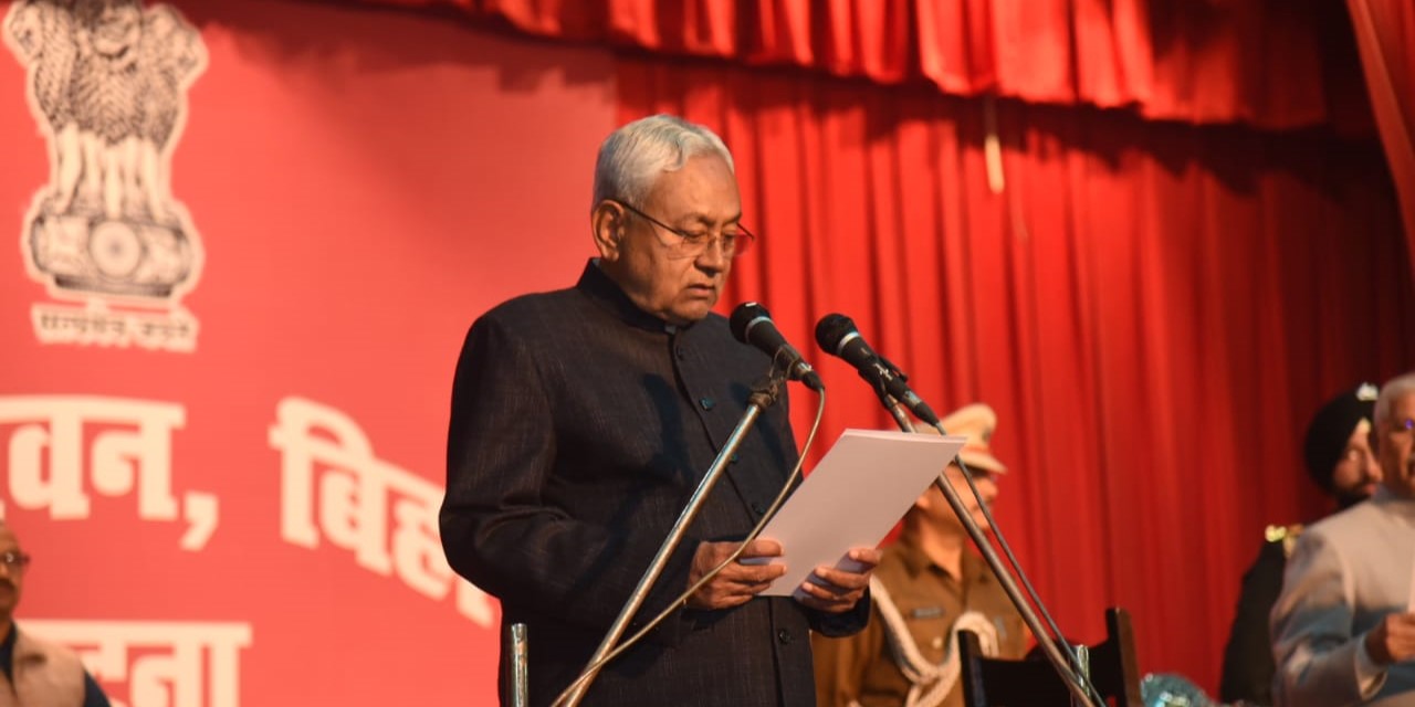 Nitish Kumar takes oath as the chief minister of Bihar on Sunday, 28 January, 2024.
