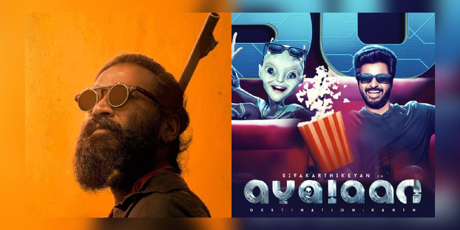 Posters of the film Captain Miller and Ayalaan