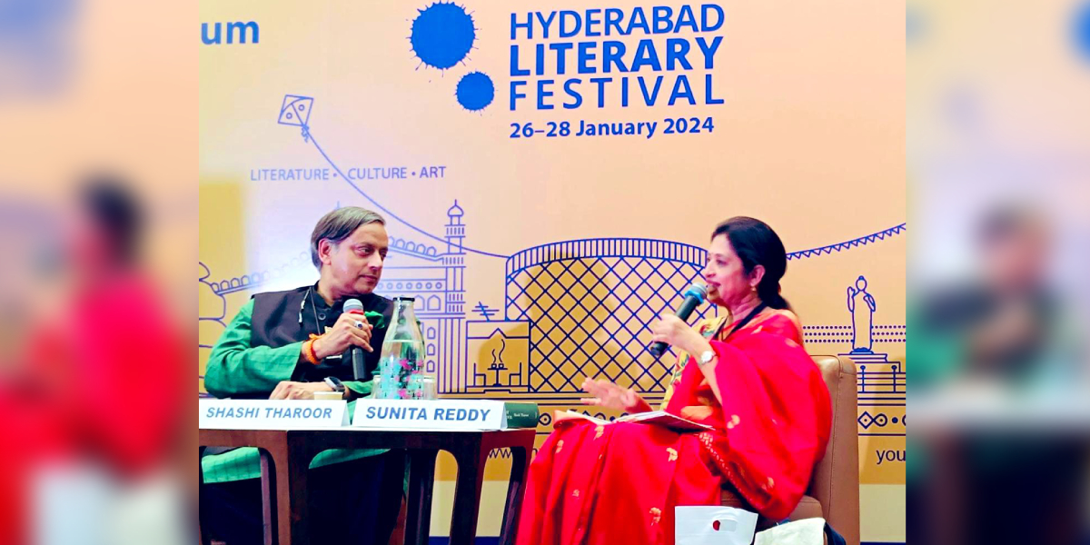 MP Shashi Tharoor at the Hyderabad Literature Festival. (Ajay Tomar/South First)