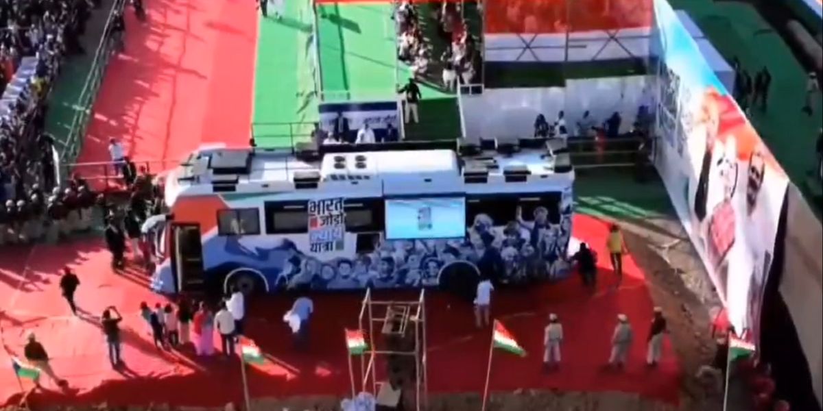 The bus for Congress' Bharat Jodo Nyay Yatra. (Screengrab)