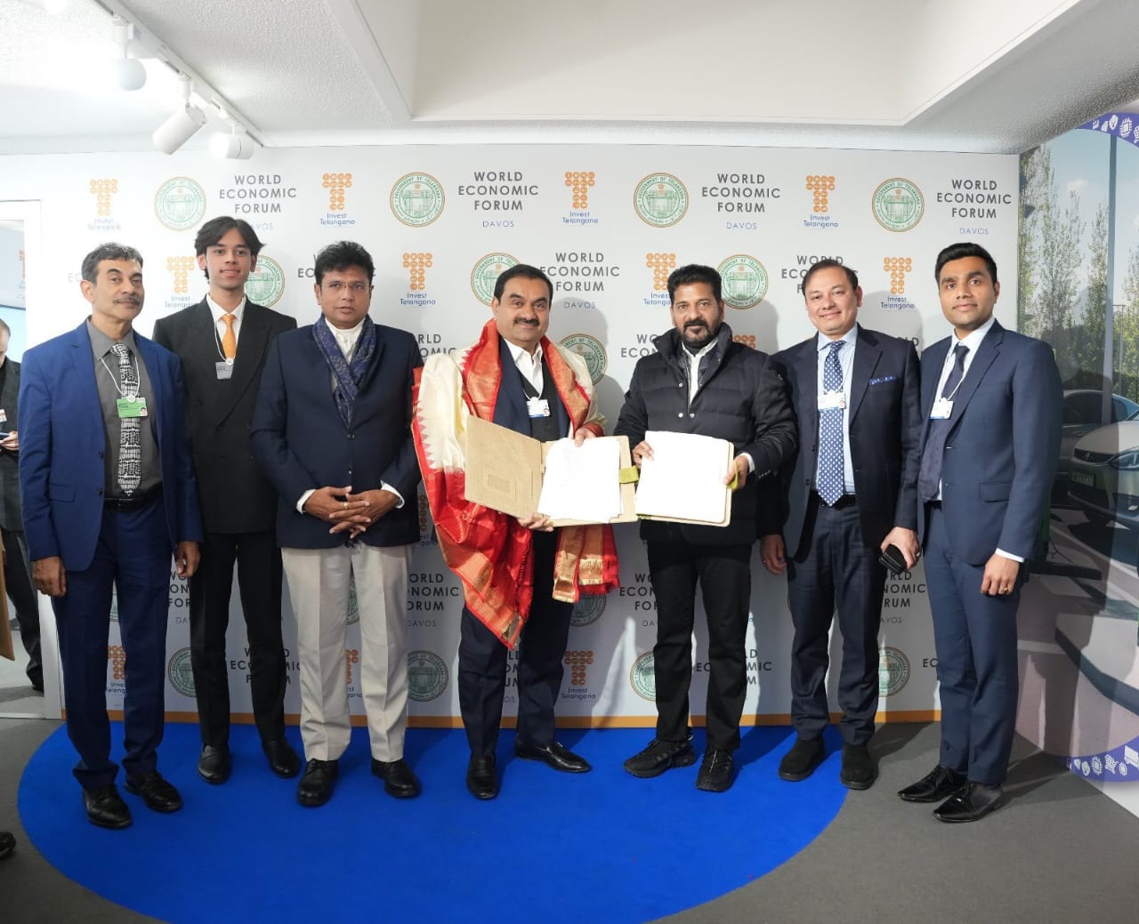 Revanth Reddy signed MoUs with Adani Group Chairman, Gautam Adani. (X)